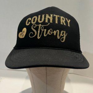 "Country Strong" Heart Black Mesh Backing Dad Hat, Adjustable, Clean